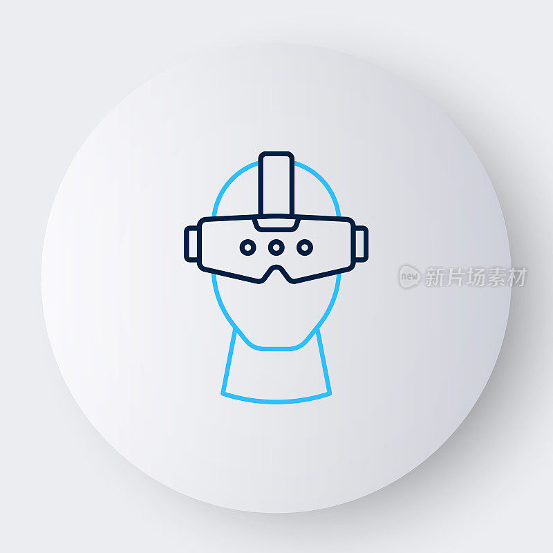 Line虚拟现实眼镜图标孤立在白色背景上。立体3d vr面具。光学头戴式显示器。彩色轮廓概念。向量